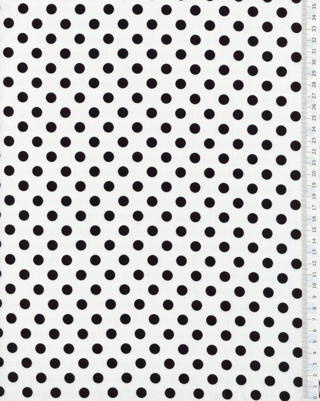 Pin-up cotton poplin with white polka dots Black - Tissushop