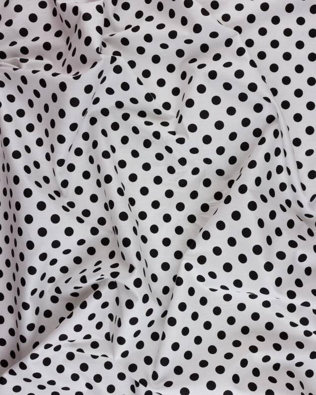 Pin-up cotton poplin with white polka dots Black - Tissushop