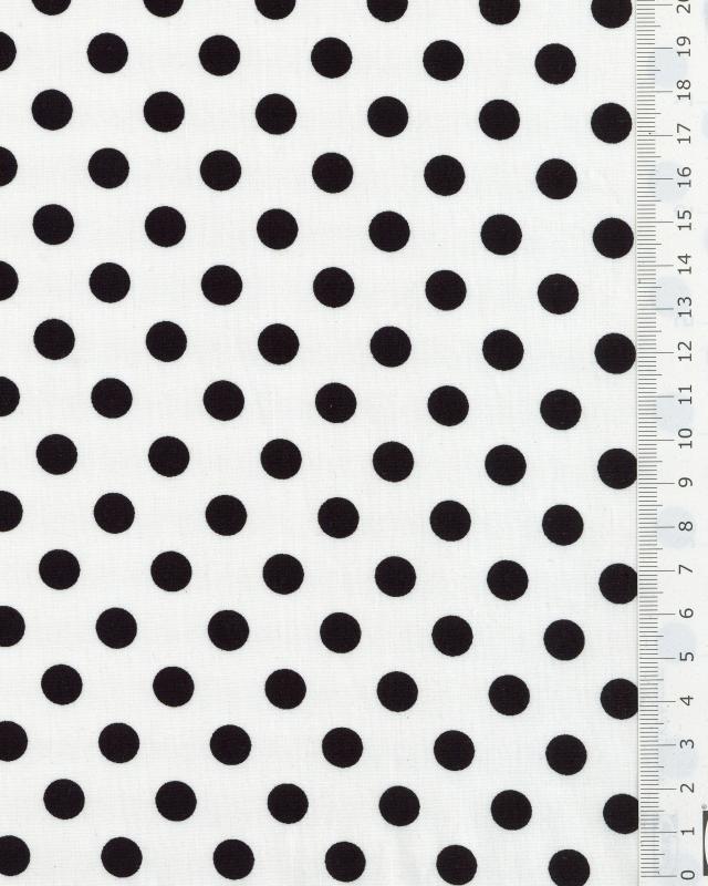 Pin-up cotton poplin with white polka dots Black - Tissushop