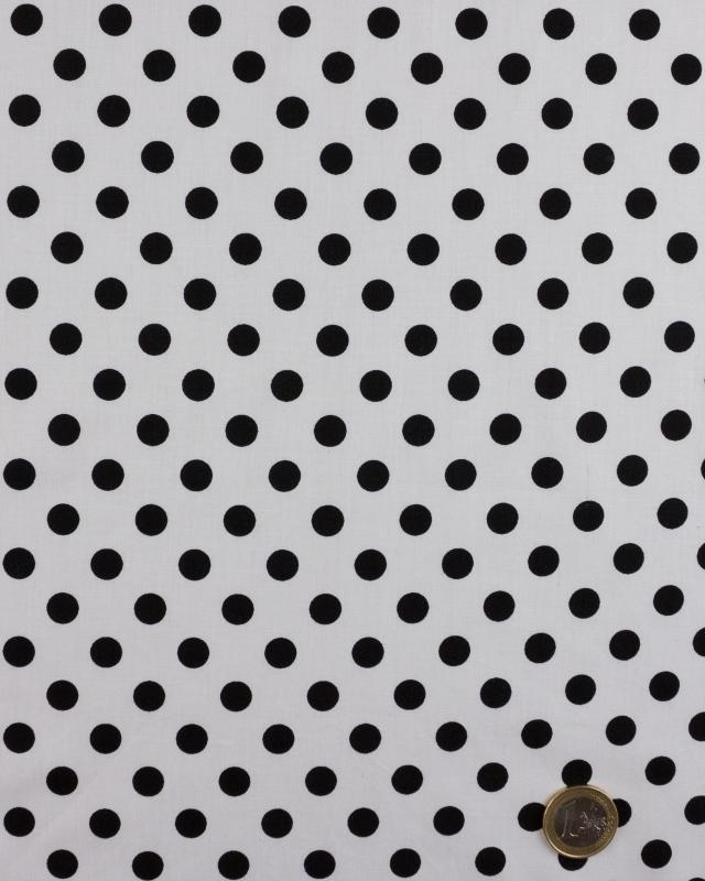 Pin-up cotton poplin with white polka dots Black - Tissushop