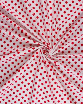 Popeline de coton pin up fond blanc pois Rouge - Tissushop