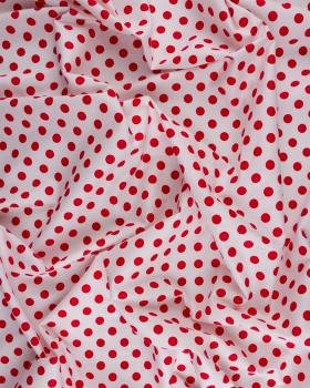 Pin-up cotton poplin with white polka dots Red - Tissushop