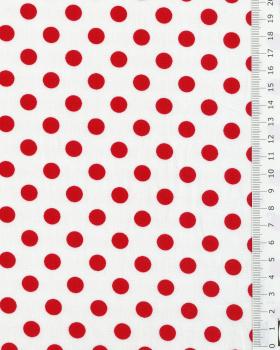 Pin-up cotton poplin with white polka dots Red - Tissushop