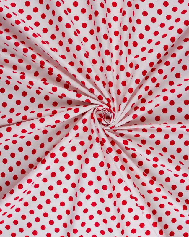 Pin-up cotton poplin with white polka dots Red - Tissushop