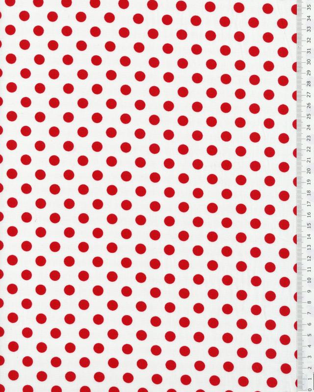 Pin-up cotton poplin with white polka dots Red - Tissushop