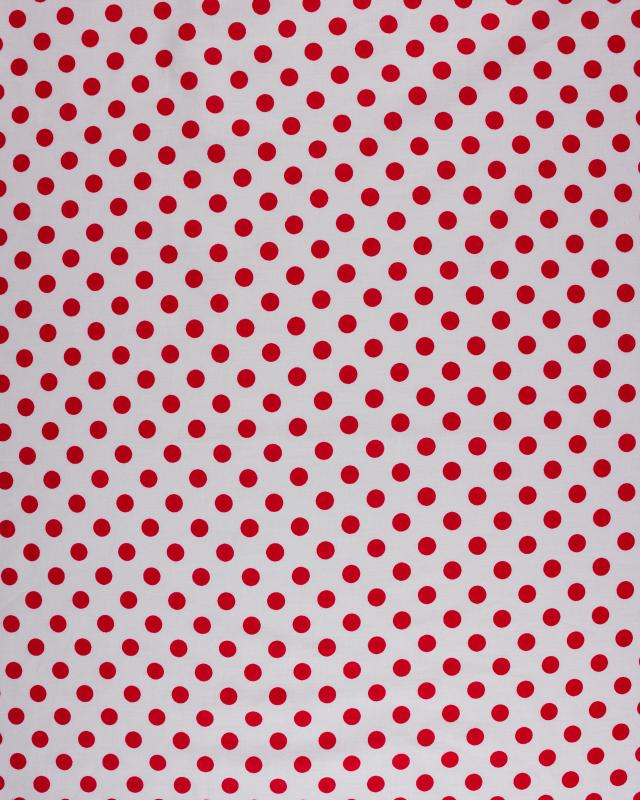 Pin-up cotton poplin with white polka dots Red - Tissushop
