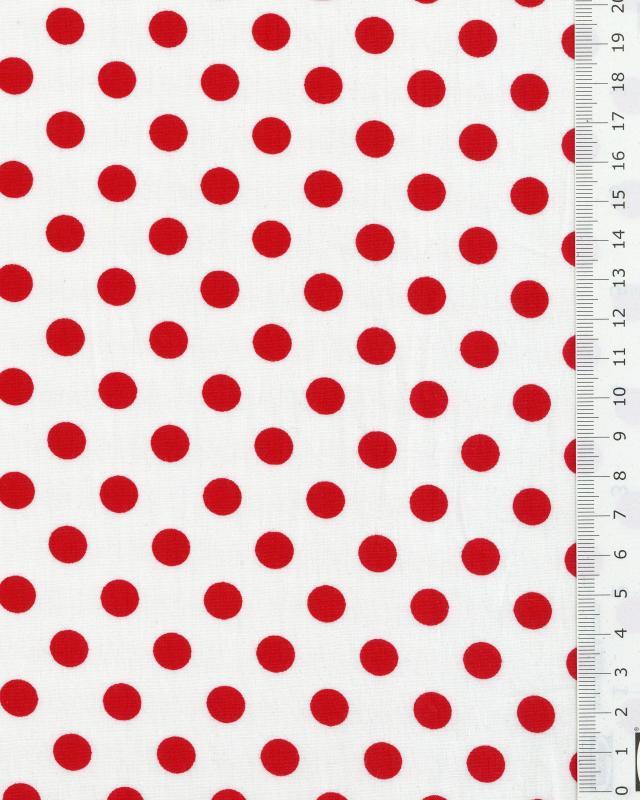 Pin-up cotton poplin with white polka dots Red - Tissushop
