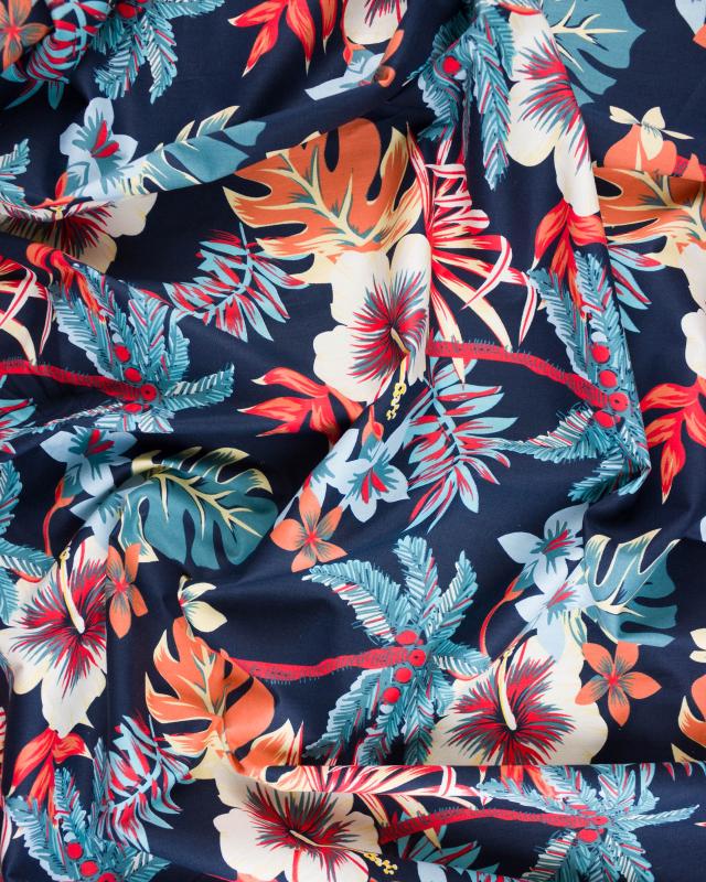Popeline de coton alizee Bleu Marine - Tissushop