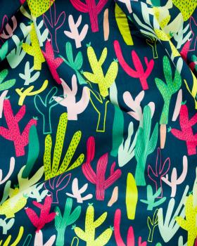 Cactus cotton poplin Navy Blue - Tissushop