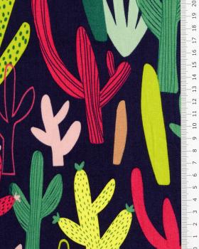 Cactus cotton poplin Navy Blue - Tissushop