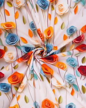 Popeline de coton rose en papier - Tissushop