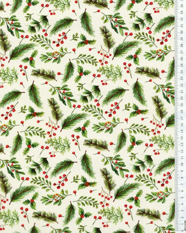 Cotton poplin with Christmas foliage - Tissushop