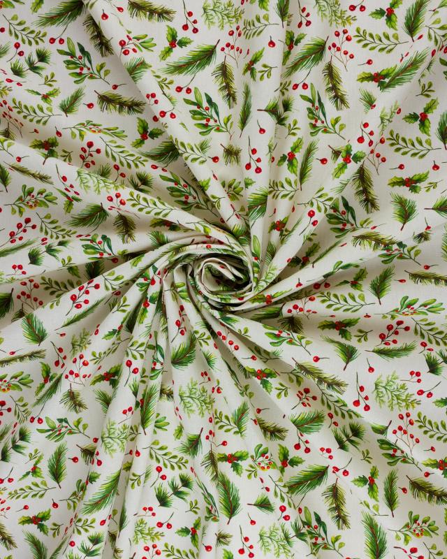 Cotton poplin with Christmas foliage - Tissushop