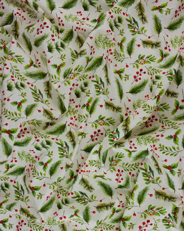 Cotton poplin with Christmas foliage - Tissushop