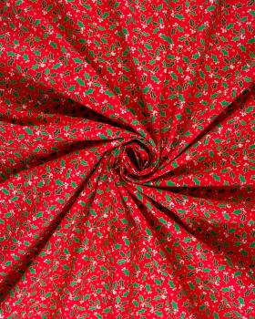Popeline de coton houx de noël Rouge - Tissushop