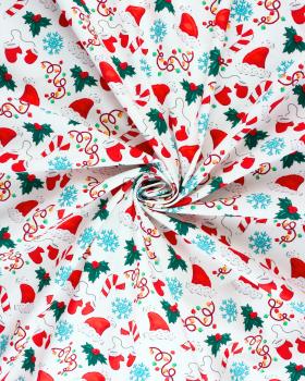 Popeline de coton bonnet et sucre d'orge de noël - Tissushop