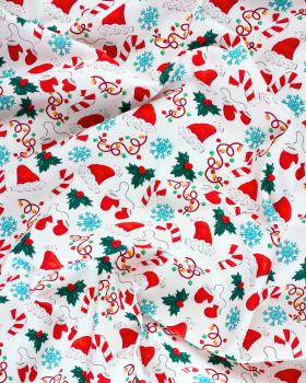 Popeline de coton bonnet et sucre d'orge de noël - Tissushop