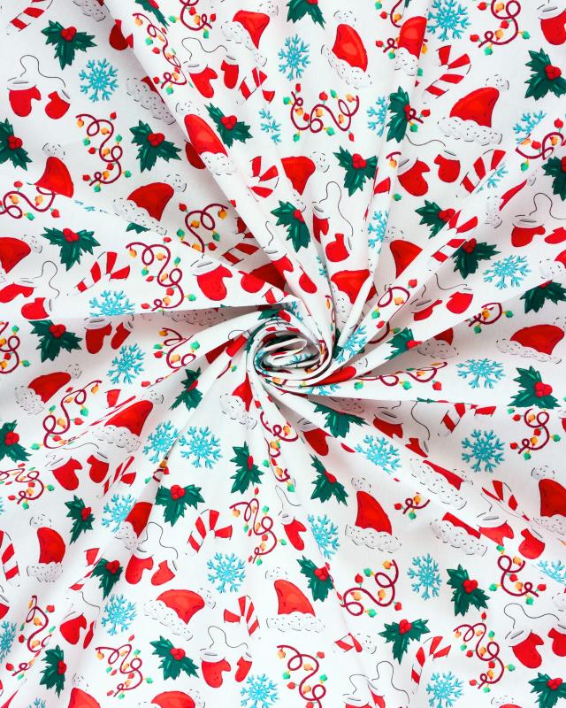 Popeline de coton bonnet et sucre d'orge de noël - Tissushop
