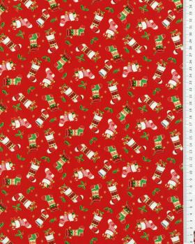 Popeline de coton botte de noël Rouge - Tissushop