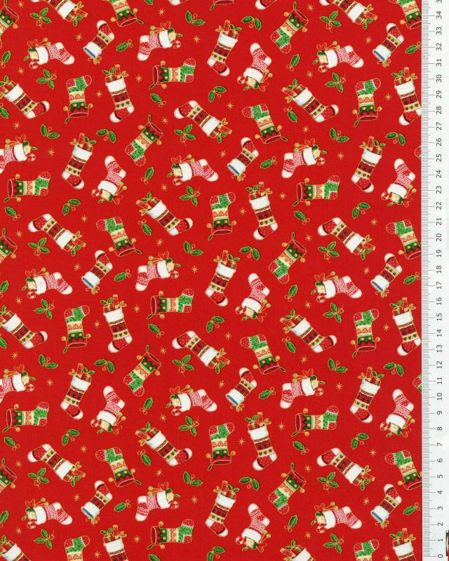 Christmas boot cotton poplin Red - Tissushop