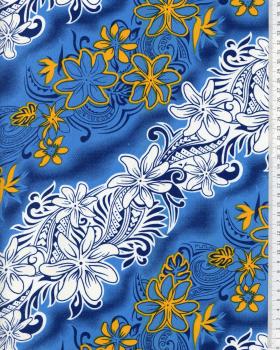 Tissu Polynésien KARI Bleu - Tissushop