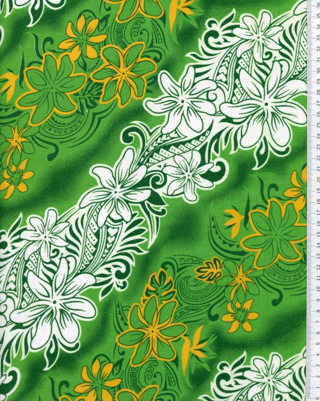 Tissu Polynésien KARI Vert - Tissushop