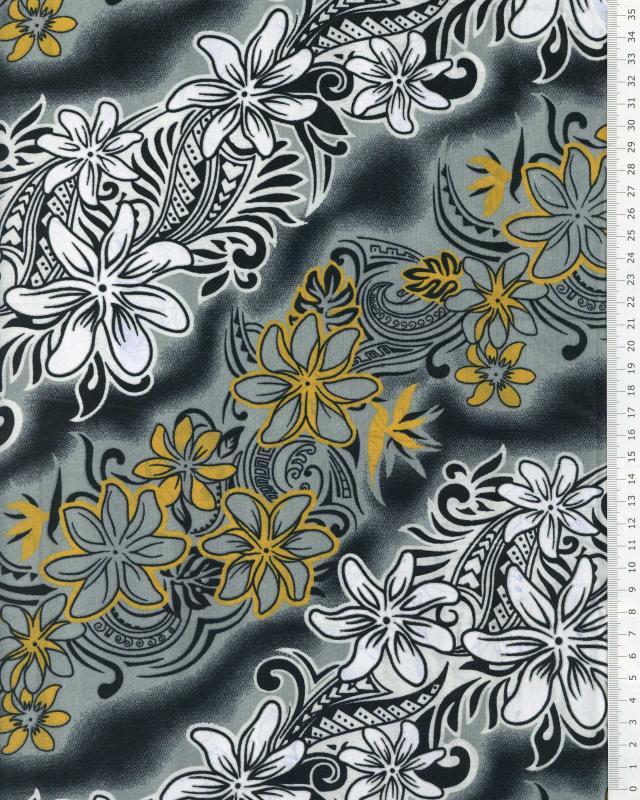 Tissu Polynésien KARI Gris - Tissushop