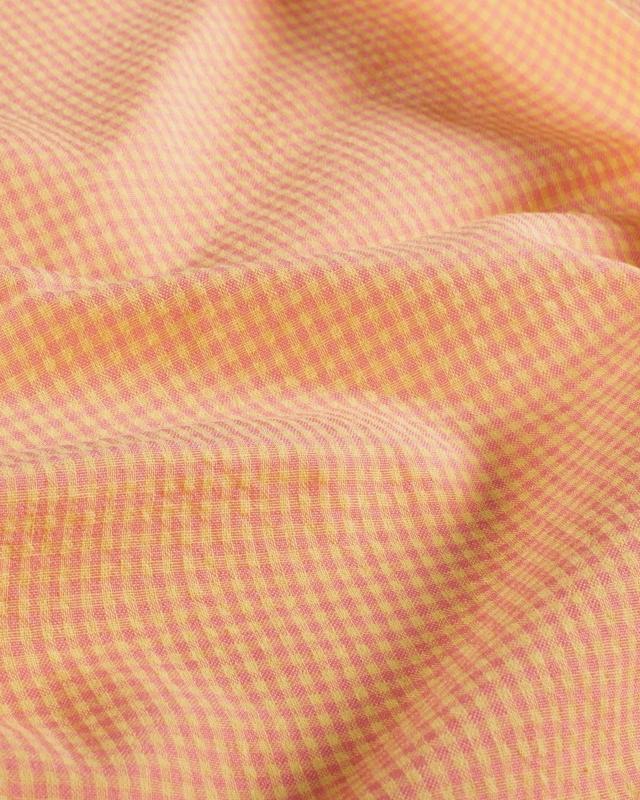 Seersucker Vichy Cotton Popeline Peach - Tissushop
