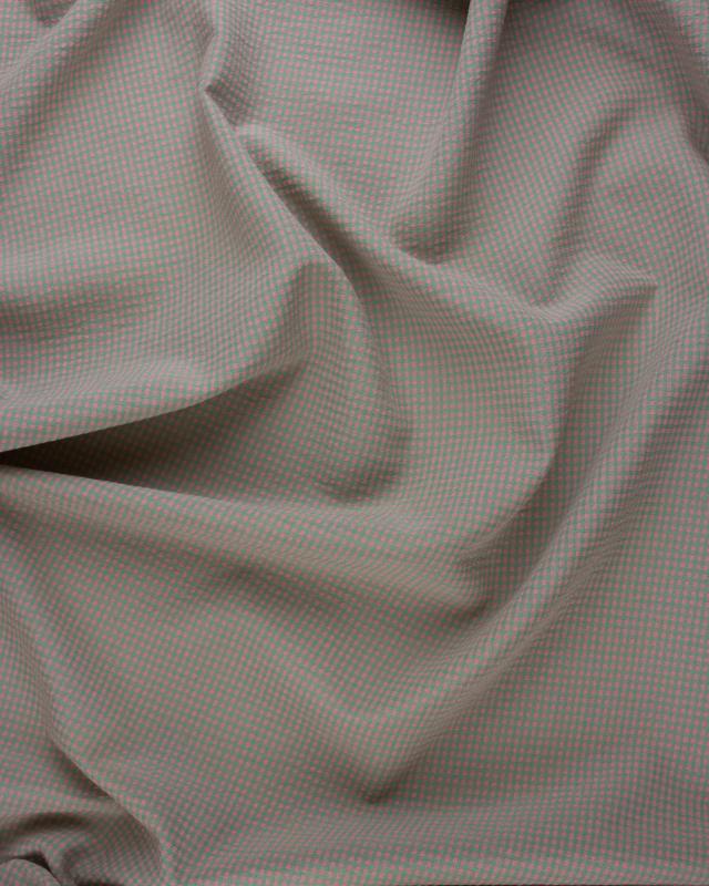 Popeline de Coton Vichy Seersucker Vert Amande - Tissushop
