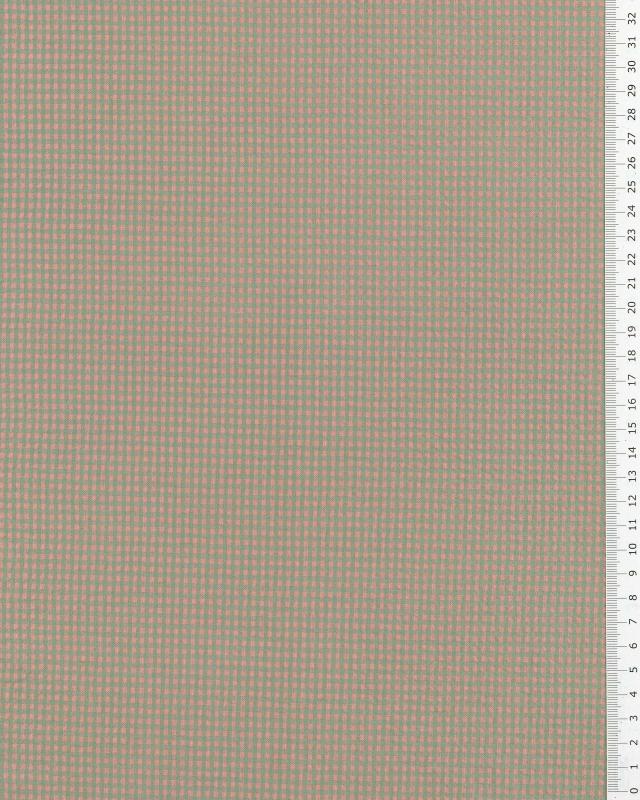 Popeline de Coton Vichy Seersucker Vert Amande - Tissushop