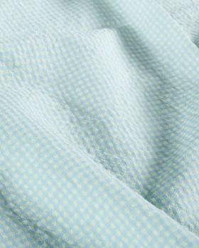 Popeline de Coton Vichy Seersucker Bleu Ciel - Tissushop