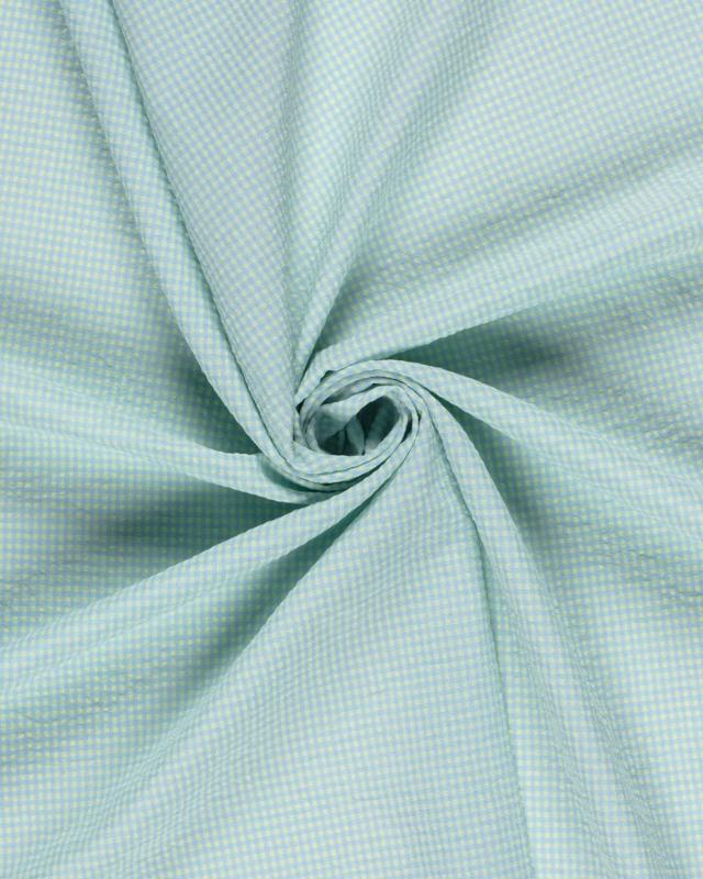 Popeline de Coton Vichy Seersucker Bleu Ciel - Tissushop