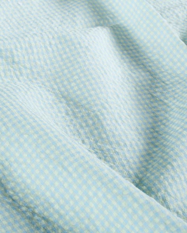 Popeline de Coton Vichy Seersucker Bleu Ciel - Tissushop