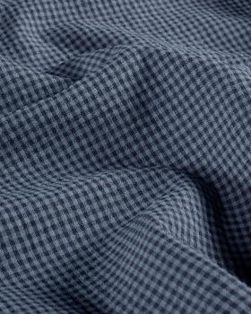 Popeline de Coton Vichy Seersucker Bleu Marine - Tissushop