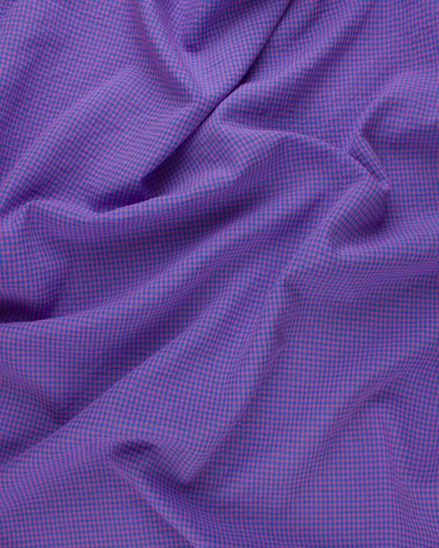 Popeline de Coton Vichy Seersucker Framboise - Tissushop