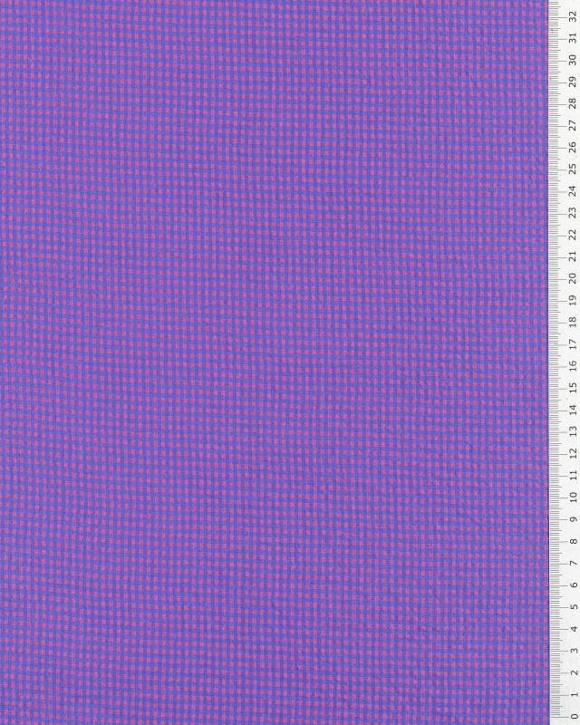 Popeline de Coton Vichy Seersucker Framboise - Tissushop