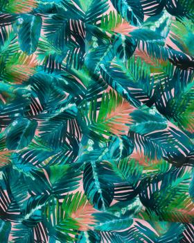 Viscose Fluide Imprimé Fleuillage Rose - Tissushop