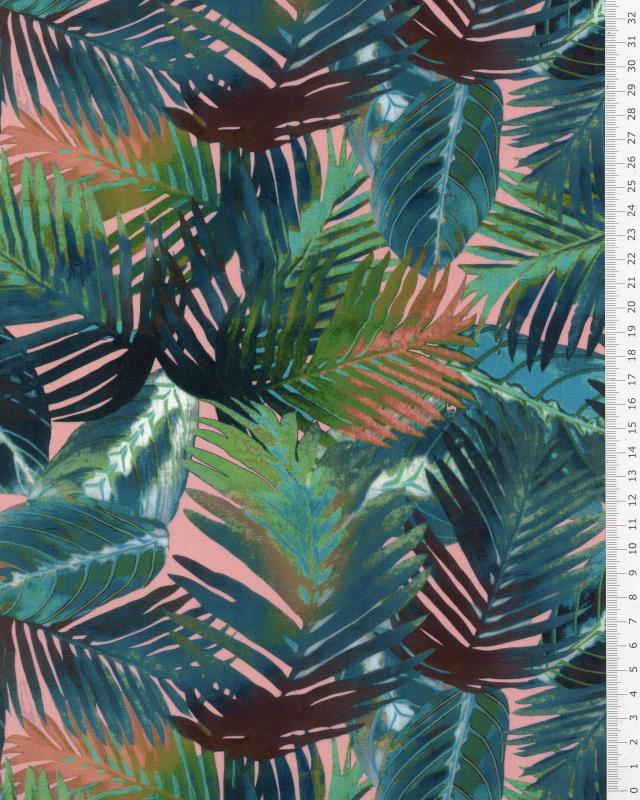 Viscose Fluide Imprimé Fleuillage Rose - Tissushop