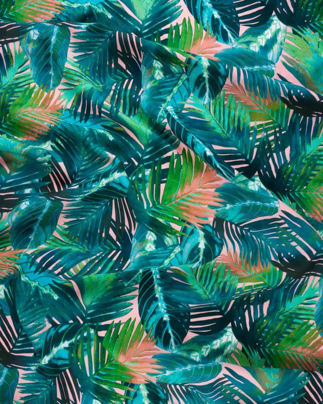 Viscose Fluide Imprimé Fleuillage Rose - Tissushop