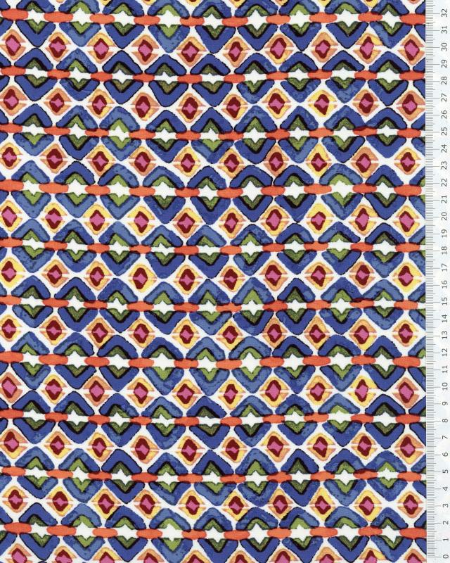 Fluid Printed Viscose Inca Pattern Blue - Tissushop