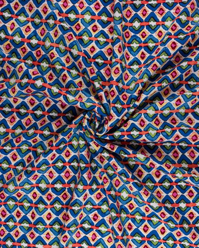 Fluid Printed Viscose Inca Pattern Blue - Tissushop