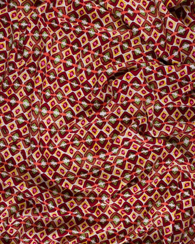Fluid Printed Viscose Inca Pattern Ochre - Tissushop