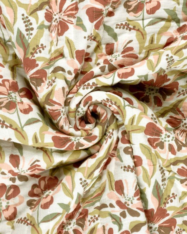 Muslin Bounded Fabric Reversible Printed Flowers and Leopard - Tissushop