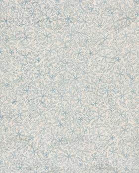 Double gaze matelassée réversible fleurs blanc et bleu - Tissushop