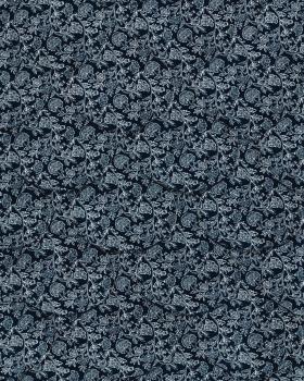 Muslin Bounded Fabric Reversible Printed Flowers white and blue - Tissushop