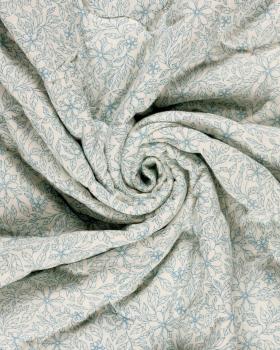 Muslin Bounded Fabric Reversible Printed Flowers white and blue - Tissushop