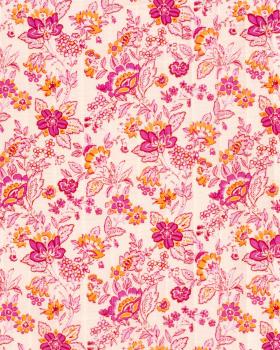 Double gaze matelassée réversible fleur rose Ikat - Tissushop