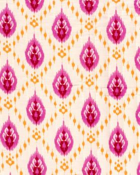 Muslin Bounded Fabric Reversible Printed pink Ikat Flower - Tissushop