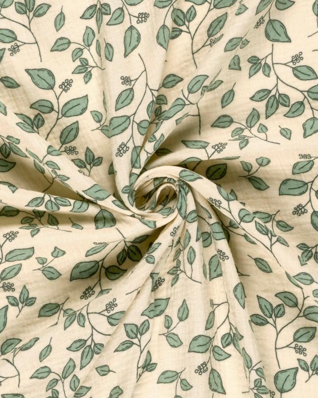 Double gauze leaves pattern in 150 cm width - Tissushop