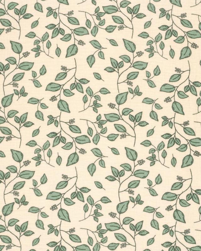 Double gauze leaves pattern in 150 cm width - Tissushop